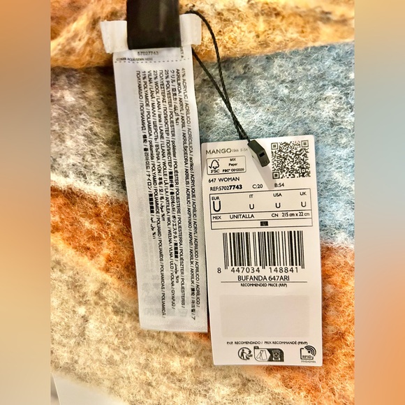 Mango Wool Blend Multi-Color Fringed Scarf - Picture 6 of 6